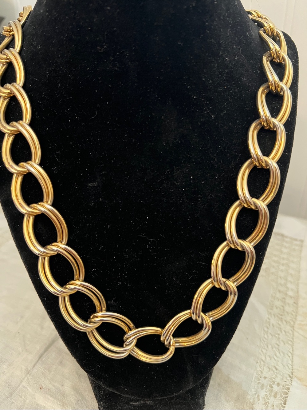 Vintage 80s Erwin Pearl double link chunky necklace